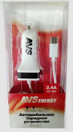 Зарядное устройство AVS UC-323 2 usb (1.2A+2.4A)