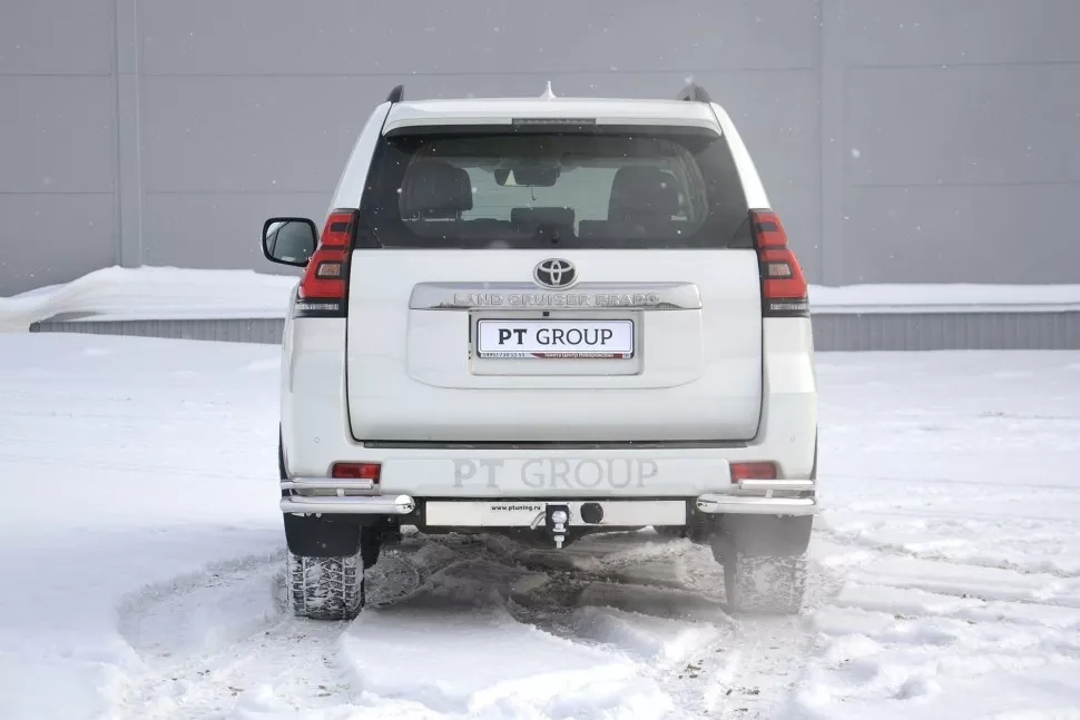 Защита заднего бампера двойная угловая 63/38мм (НПС) Toyota LAND CRUISER PRADO 150 с 2017 PT Group