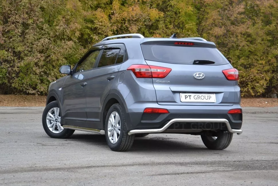 Защита заднего бампера &quot;Волна&quot; 51 мм (НПС - нерж.) Hyundai CRETA с 2016 PT Group