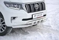 Защита переднего бампера двойная с пластинами 63/63 мм (НПС) Toyota LAND CRUISER PRADO 150 с 2017 PT Group