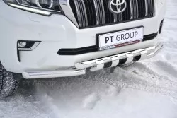 Защита переднего бампера двойная с зубьями 63/63мм (НПС) Toyota LAND CRUISER PRADO 150 с 2017 PT Group