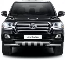 Защита переднего бампера двойная с зубьями 63/63мм (НПС) Toyota LAND CRUISER 200 с 2014 PT Group
