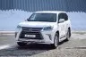 Защита переднего бампера двойная с пластинами 63/63мм (НПС) LEXUS 450D с 2015 PT Group