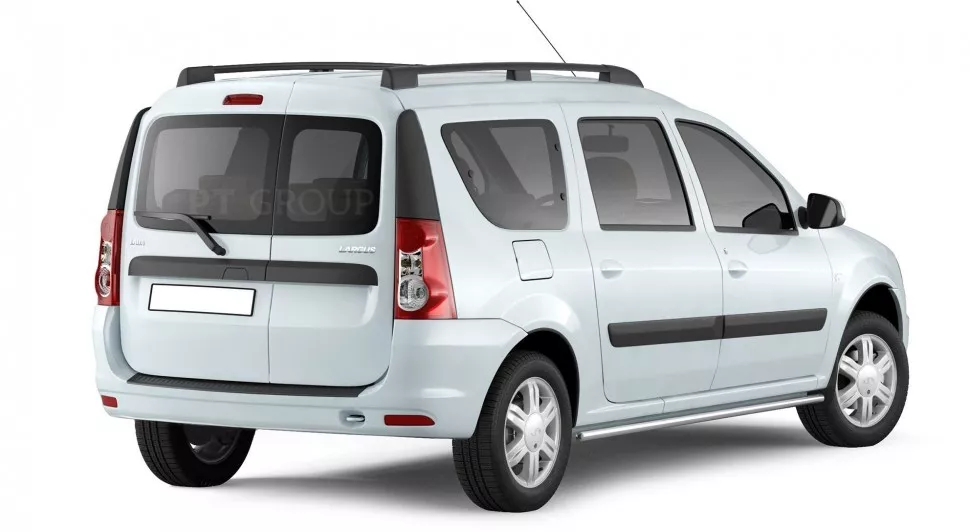 Накладка на задний бампер (ABS, черное тиснение) на LADA Largus с 2012 PT Group
