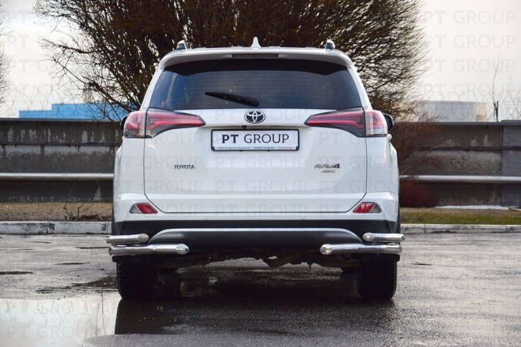 Защита заднего бампера двойная угловая 63/51мм (НПС) Toyota RAV4 2016- PT Group