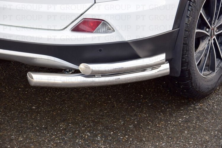 Защита заднего бампера двойная угловая 63/51мм (НПС) Toyota RAV4 2016- PT Group