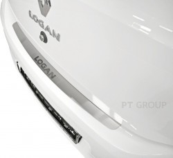 Накладка на задний бампер (НПС - нерж.) Renault LOGAN с 2014 PT Group