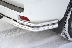 Защита заднего бампера двойная угловая 63/38мм (НПС) Toyota LAND CRUISER PRADO 150 с 2017 PT Group