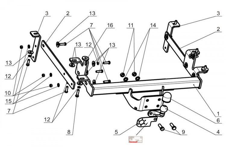 Фаркоп Renault Master 2WD/4WD 2010- пер. зад. привод, кроме двухск. авто Oris 1437-F