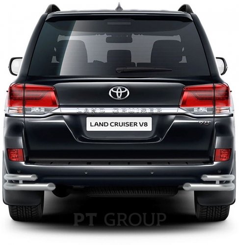 Защита заднего бампера двойная угловая 51/63мм (НПС) Toyota LAND CRUISER 200 2016- PT Group