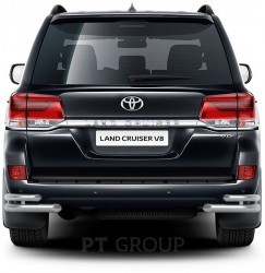 Защита заднего бампера двойная угловая 51/63мм (НПС) Toyota LAND CRUISER 200 2016- PT Group