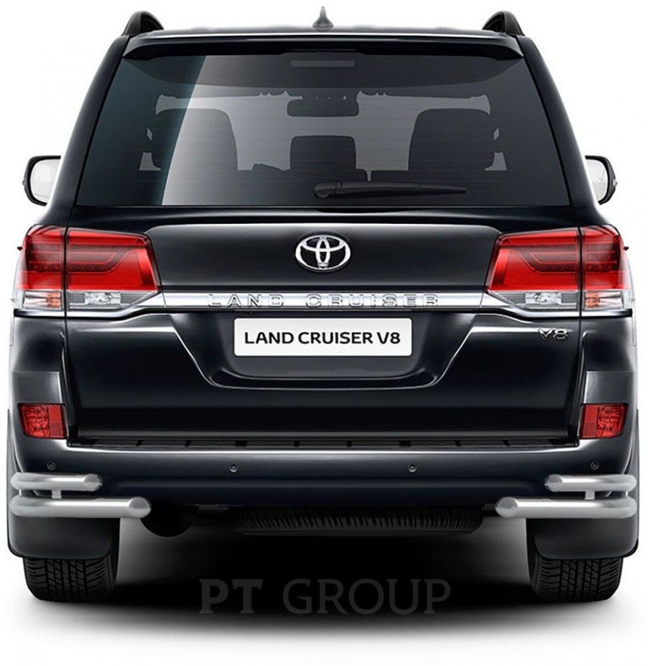 Защита заднего бампера двойная угловая 51/63мм (НПС) Toyota LAND CRUISER 200 2016- PT Group