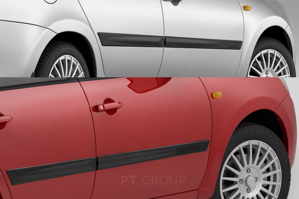 Молдинг дверей (черное тиснение) (ABS) LADA Granta Седан с 2011 PT Group