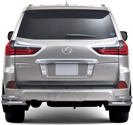 Защита заднего бампера двойная угловая 63/51 мм (НПС) LEXUS 450D с 2015 PT Group