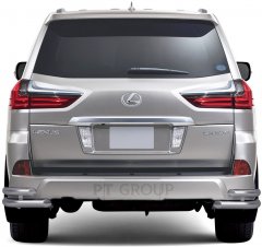 Защита заднего бампера двойная угловая 63/51 мм (НПС) LEXUS 450D с 2015 PT Group