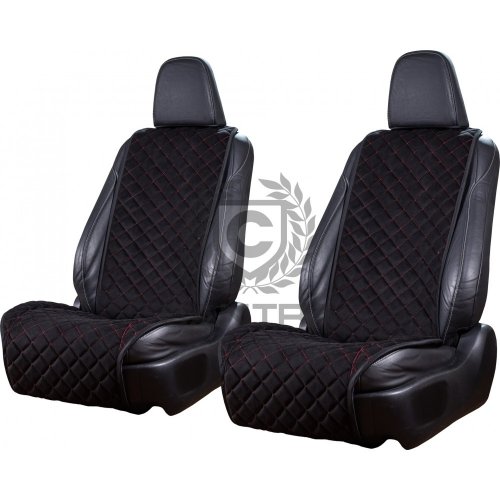 Накидки из алькантары, черные в красную строчку CANTRA Wide, пара