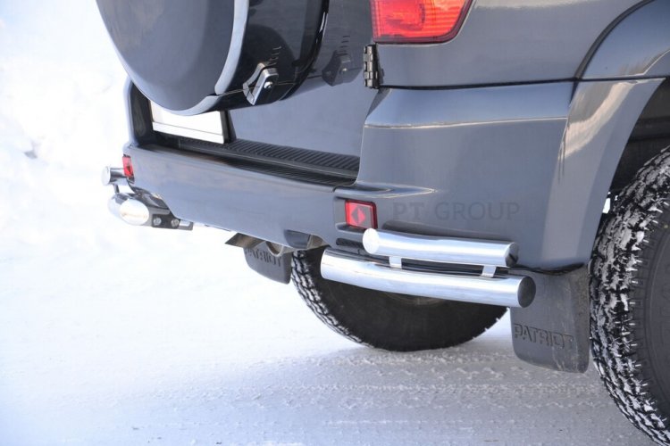 Защита заднего бампера двойная угловая 63/51мм (НПС) UAZ Patriot с 2014 PT Group