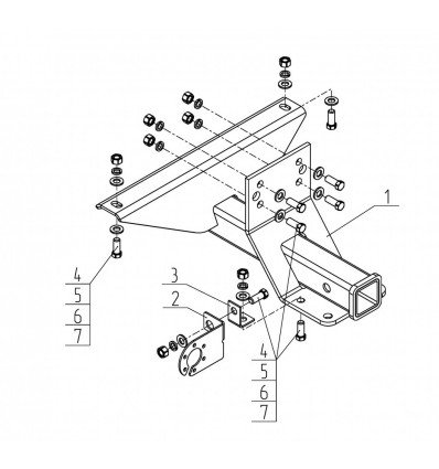Фаркоп UAZ 3163 Patriot с 2016-AvtoS UAZ 05 ( квадрат ,без крюка)