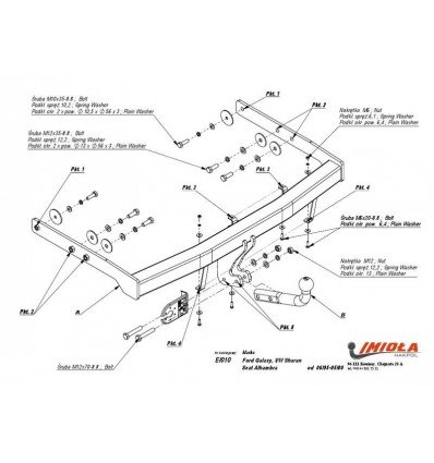 Фаркоп Volkswagen Sharan 1995-2000/Ford Galaxy 1995-2000 E/010
