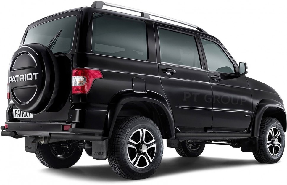 Защита заднего бампера двойная угловая 63/51мм (ППК) UAZ Patriot 2014- PT Group