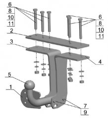 Фаркоп Nissan Pathfinder R51 2004-14 AvtoS NS 21