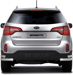 Защита заднего бампера двойная угловая 63/51мм (НПС) KIA Sorento с 2014 PT Group