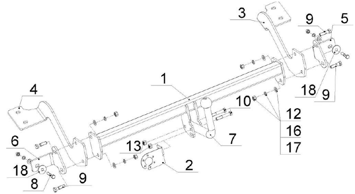 Фаркоп Citroen Berlingo II (2008-)/ PEUGEOT PARTNER II L1 AvtoS PE 01