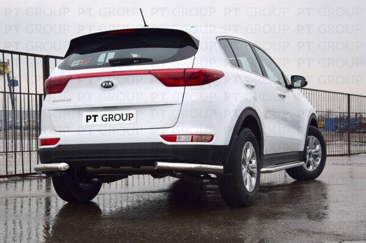 Защита заднего бампера угловая 63мм (НПС) KIA Sportage 2016-2018 PT Group