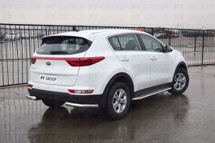 Защита заднего бампера угловая 63мм (НПС) KIA Sportage 2016-2018 PT Group