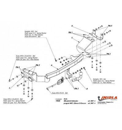 Фаркоп MITSUBISHI OUTLANDER 2007-2012/Citroen С-crosser/ Peugeot 4007 (Y-024)