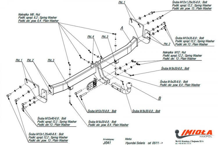 Фаркоп Hyundai Solaris сед/хб.с 2010- /Kia Rio сед.с 2011- /Hyundai I40 с 2011- Imiola J/041