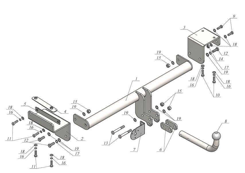 Фаркоп Renault Koleos 2008-2016. R119-A Лидер-плюс