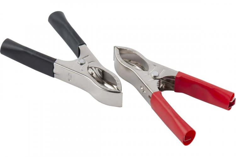 Зажимы "крокодилы" 30А 70мм 2шт(кр+черн) "AUTOVIRAZH" AV-010202