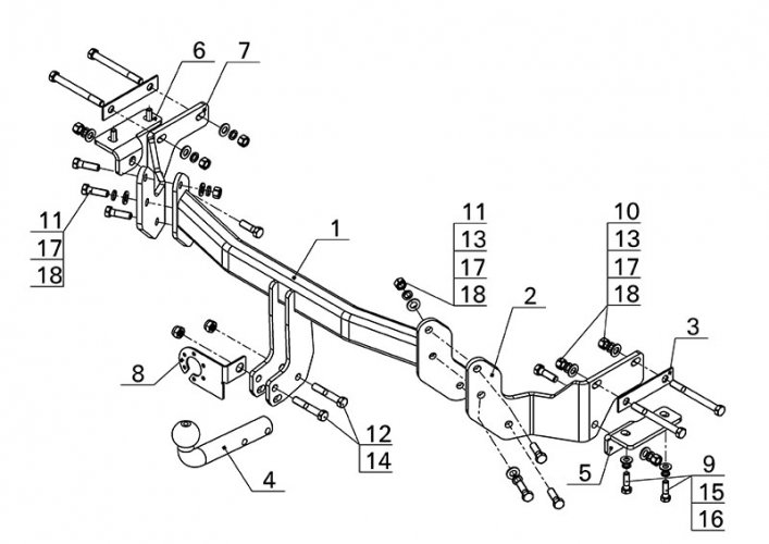Фаркоп Kia Sorento 2012-15 / Hyundai Santa Fe 2012- /Grand Santa Fe 2014- AvtoS KI 24