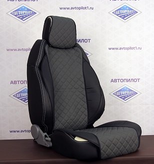 Накидки из экокожи Автопилот темно-серые, широкие 2шт