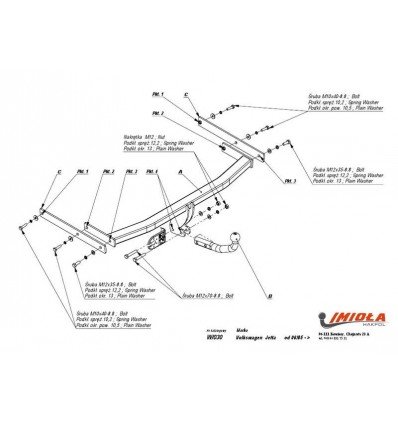 Фаркоп Volkswagen Golf 5 2003-08/ Golf 6 2008-13/ Golf Plus/Jetta 2005-11 W/030
