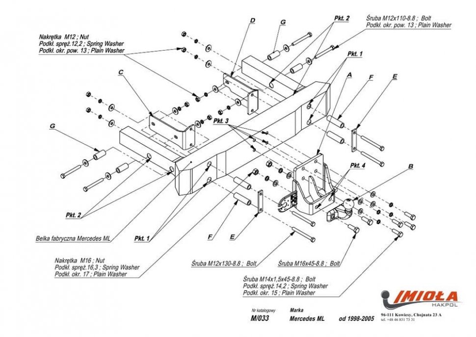 Фаркоп Mercedes M-Class w163 1998-2005 M/033 Imiola