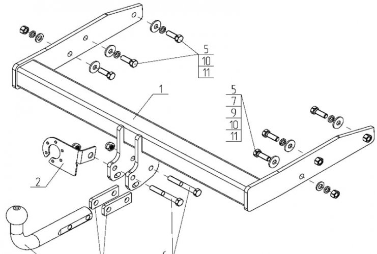 Фаркоп Volkswagen Transporter T5/T6 c 2003-/ Multivan c 2003-/ Caravelle c 2003 - AvtoS VW 36