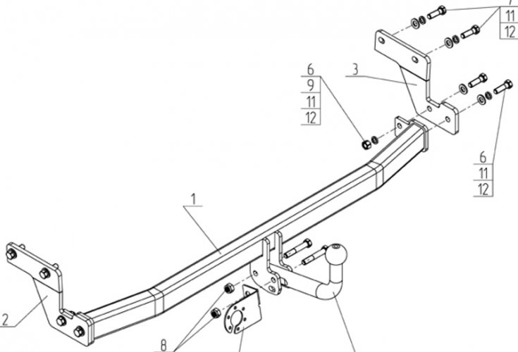 Фаркоп Hyundai Solaris с 2017/ Kia Rio IV sed (2017-) (AvtoS HY 30)
