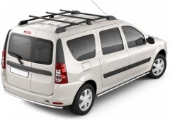Рейлинги Усиленные с тремя поперечинами (Черный муар) LADA Largus c 2012 PT Group