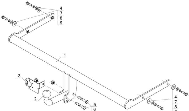 Фаркоп Volkswagen Polo седан 2010-/Skoda Rapid с 2012 AvtoS VW 33