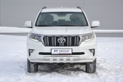 Защита переднего бампера двойная с пластинами 63/63 мм (НПС) Toyota LAND CRUISER PRADO 150 с 2017 PT Group