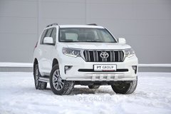 Защита переднего бампера двойная с пластинами 63/63 мм (НПС) Toyota LAND CRUISER PRADO 150 с 2017 PT Group