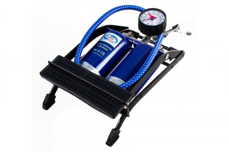 Насос ножной "AUTOVIRAZH" AV-030969 c манометром, двойной