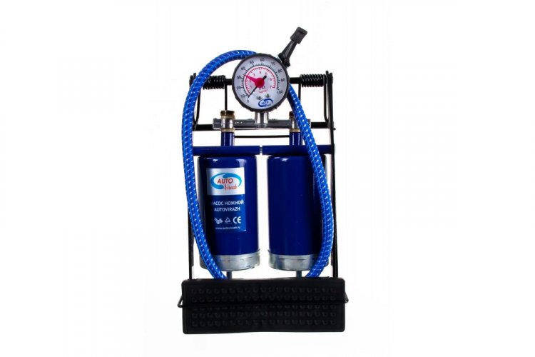 Насос ножной "AUTOVIRAZH" AV-030969 c манометром, двойной