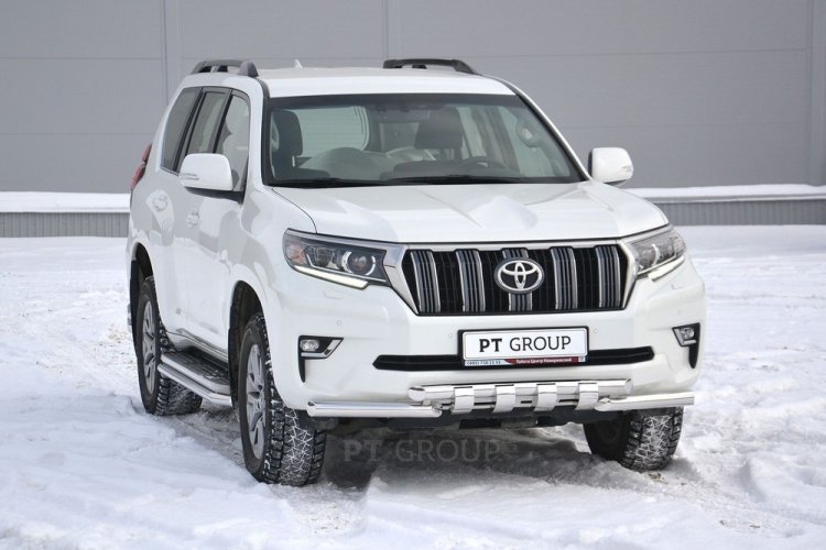 Защита переднего бампера двойная с зубьями 63/63мм (НПС) Toyota LAND CRUISER PRADO 150 с 2017 PT Group