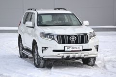 Защита переднего бампера двойная с зубьями 63/63мм (НПС) Toyota LAND CRUISER PRADO 150 с 2017 PT Group