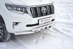 Защита переднего бампера двойная с зубьями 63/63мм (НПС) Toyota LAND CRUISER PRADO 150 с 2017 PT Group