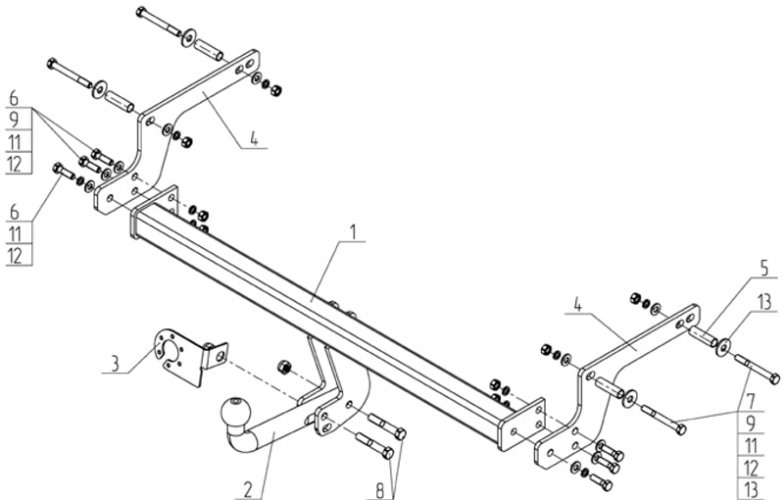 Фаркоп Renault Kaptur 2016- AvtoS RN 14