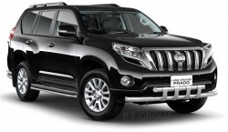 Защита переднего бампера двойная с пластинами 63/63мм (НПС) Toyota LAND CRUISER PRADO 150 2013-2016 PT Group